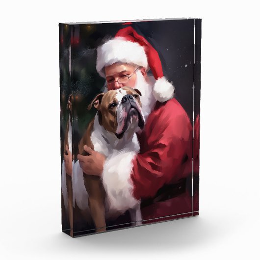 Pitbull met Sinterklaas Feestelijke Kerstmis Fotoblokken (Links)