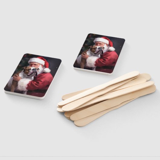 Pitbull met Sinterklaas Feestelijke Kerstmis Handwaaier (Niet-gemonteerd)