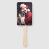 Pitbull met Sinterklaas Feestelijke Kerstmis Handwaaier (Voorkant)