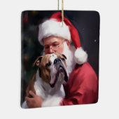 Pitbull met Sinterklaas Feestelijke Kerstmis Keramisch Ornament (Rechts)