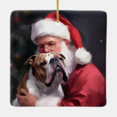 Pitbull met Sinterklaas Feestelijke Kerstmis Keramisch Ornament (Achterkant)