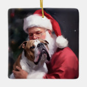 Pitbull met Sinterklaas Feestelijke Kerstmis Keramisch Ornament (Voorkant)