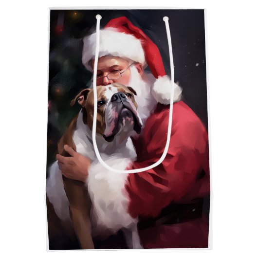 Pitbull met Sinterklaas Feestelijke Kerstmis Medium Cadeauzakje (Achterkant)