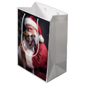Pitbull met Sinterklaas Feestelijke Kerstmis Medium Cadeauzakje (Achterkant Gekanteld)
