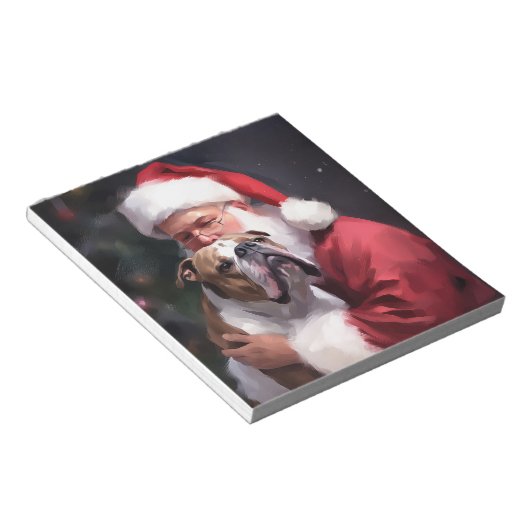 Pitbull met Sinterklaas Feestelijke Kerstmis Notitieblok (Schuin)