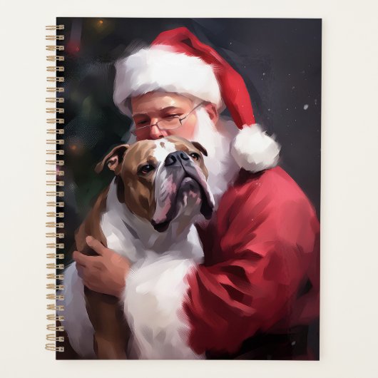 Pitbull met Sinterklaas Feestelijke Kerstmis Planner (Voorkant)