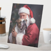 Pitbull met Sinterklaas Feestelijke Kerstmis Reclamebord Met Voetstuk (Insitu)