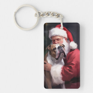 Pitbull Met Sinterklaas Feestelijke Kerstmis Sleutelhanger