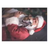 Pitbull met Sinterklaas Feestelijke Kerstmis Tafelkleed (Voorkant (Horizontaal))
