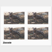 Pitbull met Skateboard-Stickers Rechthoekige Sticker (Vel)