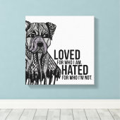 Pitbull met Tekst Canvas Afdruk (Insitu (Houten vloer))