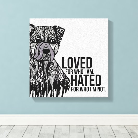 Pitbull met Tekst Canvas Afdruk (Insitu (Houten vloer))