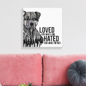 Pitbull met Tekst Canvas Afdruk (Insitu (Woonkamer))
