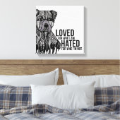 Pitbull met Tekst Canvas Afdruk (Insitu (Slaapkamer))