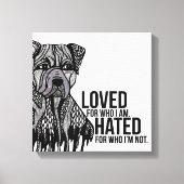 Pitbull met Tekst Canvas Afdruk (Voorkant)