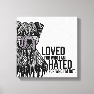 Pitbull met tekst canvas afdruk