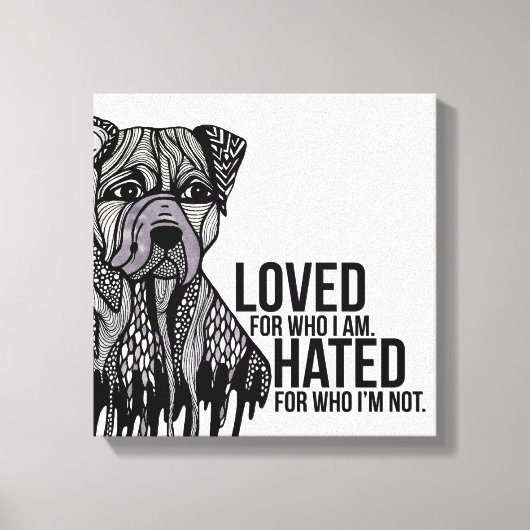 Pitbull met Tekst Canvas Afdruk (Voorkant)