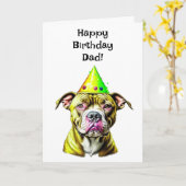 Pitbull met Verjaardag Pet | Verjaardag van papa Kaart (Gele Bloem)