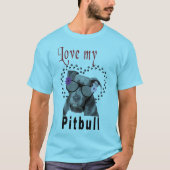 Pitbull met zonnebril t-shirt (Voorkant)