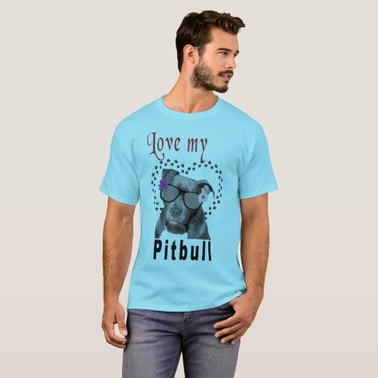 Pitbull met zonnebril t-shirt (Voorkant volledig)