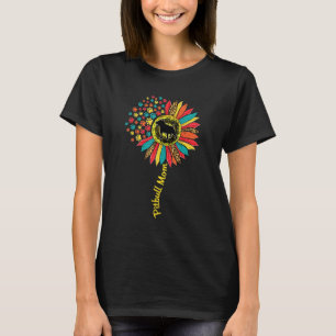 Pitbull Moeder Hond Zonnebloem Poot Luipaard Print T-shirt