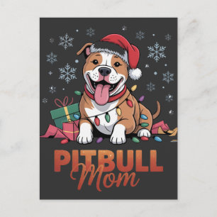 Pitbull Moeder Kerstmis Santa Hoed Pitbull Hond Mo Briefkaart