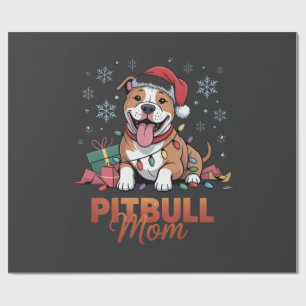 Pitbull Moeder Kerstmis Santa Hoed Pitbull Hond Mo Cadeaupapier