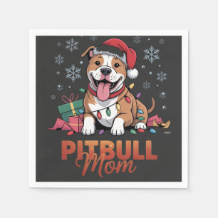 Pitbull Moeder Kerstmis Santa Hoed Pitbull Hond Mo Servet