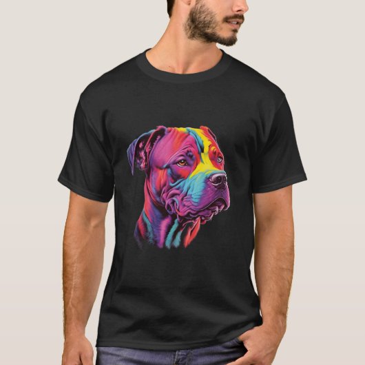 Pitbull Moeder Kleurrijke Pitbull Eigenaar T-shirt (Voorkant)