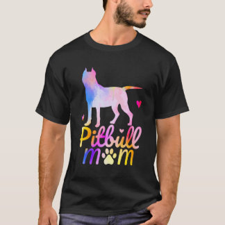 Pitbull Moeder Kleurrijke Waterverf Pit Mama T-shirt