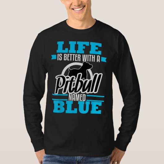 Pitbull Named Blue Dog Mom Dad Rescue Awareness 35 T-shirt (Voorkant)