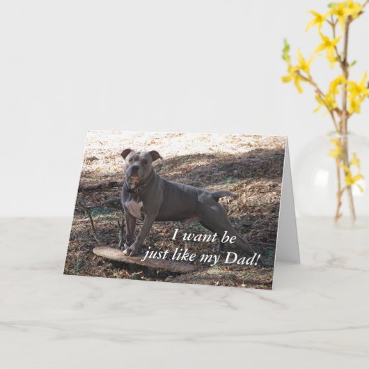 Pitbull net als mijn vader Vaderdag Kaart (Gele Bloem)
