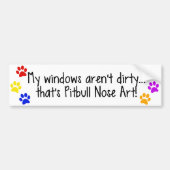 Pitbull Nose Art Dirty Windows Bumpersticker (Voorkant)