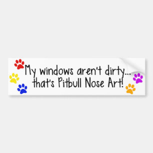 Pitbull Nose Art Dirty Windows Bumpersticker