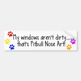 Pitbull Nose Art Dirty Windows Bumpersticker