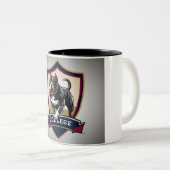 Pitbull op de universiteit: Logo Tweekleurige Koffiemok (Voorkant rechts)