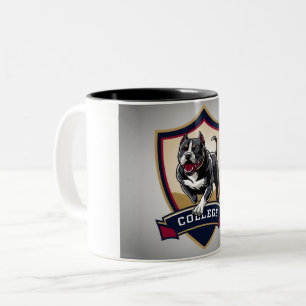 Pitbull op de universiteit: Logo Tweekleurige Koffiemok