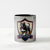Pitbull op de universiteit: Logo Tweekleurige Koffiemok (Center)