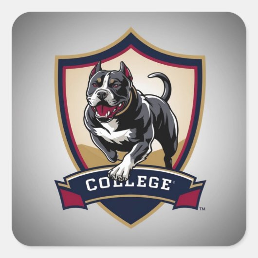 Pitbull op de universiteit: Logo Vierkante Sticker (Voorkant)