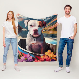Pitbull op een peddel: Een landschappelijk avontuu Fleece Deken