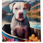 Pitbull op een peddel: Een Schilderachtig avontuur Douchegordijn (Voorkant)