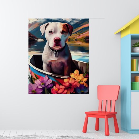 Pitbull op een peddel: Een Schilderachtig avontuur Poster (Kinderkamer 1)
