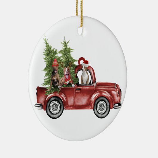 Pitbull op kerst-ornament voor de auto keramisch ornament (Rechts)
