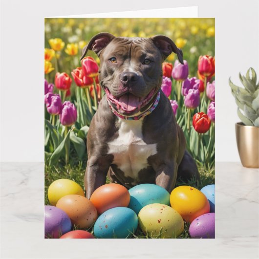 Pitbull Paaseieren Kaart (Kleine Plant)