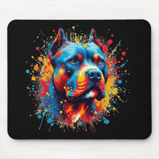 Pitbull Paint Splatter Muismat (Voorkant)