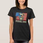 Pitbull Pap American Pit Bull Dog ons vlag 4th of T-shirt (Voorkant)