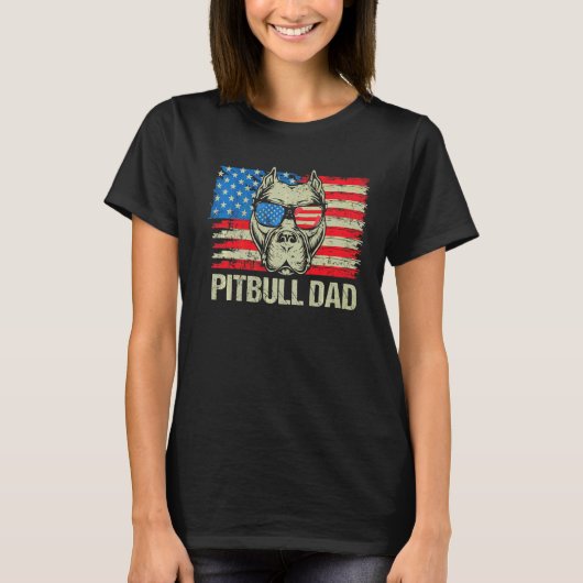 Pitbull Pap American Pit Bull Dog ons vlag 4th of  T-shirt (Voorkant)