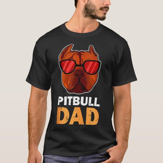 Pitbull Papa Cool Grappige Pitbull Hond T-shirt (Voorkant)