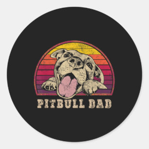 Pitbull papa lachend Pitbull op Ronde Sticker
