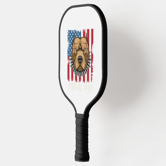 Pitbull Papa USA Vlag Patriottische Vaders Dag Cad Pickleball Paddle (Links)